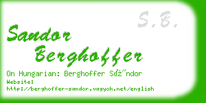 sandor berghoffer business card